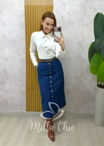 Milla Chic - Saia jeans Sabrina - Marrom Castanho (cópia)
