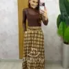 Milla Chic - Saia Lauren Xadrez - Bege