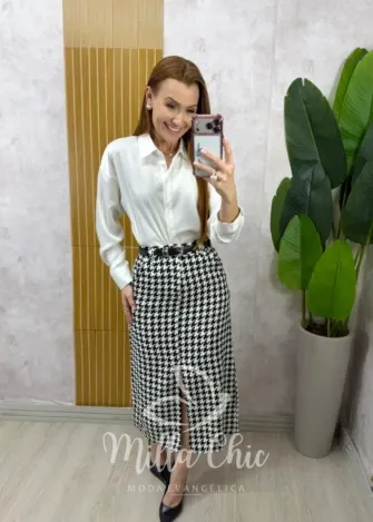 Milla Chic - Saia Madelaine em Tweed- P&B