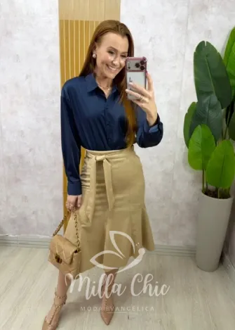 Milla Chic - Saia Nair em Suedi - Bege