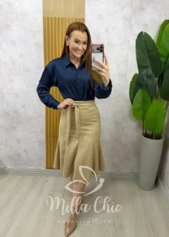 Milla Chic - Saia Nair em Suedi - Bege