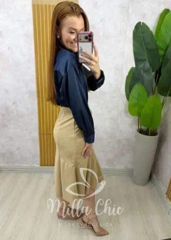 Milla Chic - Saia Nair em Suedi - Bege
