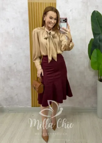 Milla Chic - Saia Nair em Suedi - Bordô