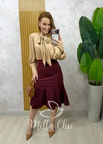 Milla Chic - Saia Nair em Suedi - Bordô