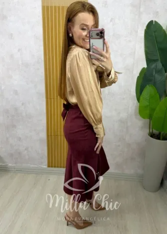 Milla Chic - Saia Nair em Suedi - Bordô