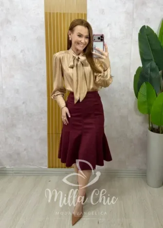 Milla Chic - Saia Nair em Suedi - Bordô