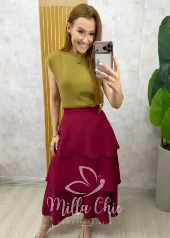 Milla Chic - Saia Nanci em camadas - Cherry