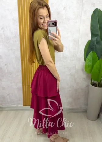 Milla Chic - Saia Nanci em camadas - Cherry