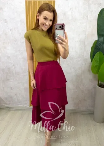 Milla Chic - Saia Nanci em camadas - Cherry
