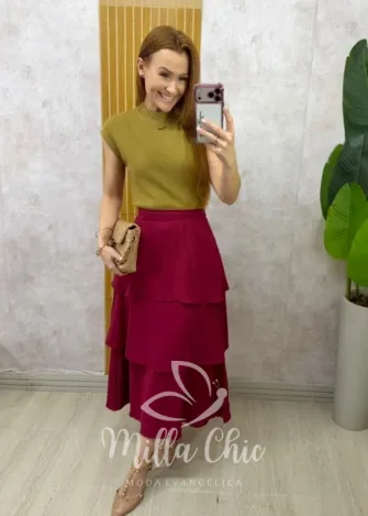 Milla Chic - Saia Nanci em camadas - Cherry