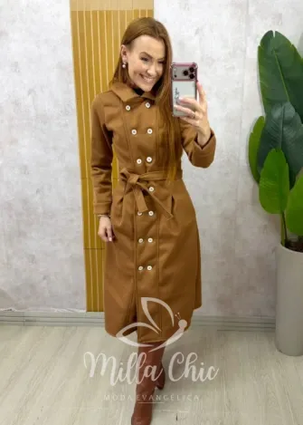 Milla Chic - Sobretudo Milão em lã batida - Caramelo