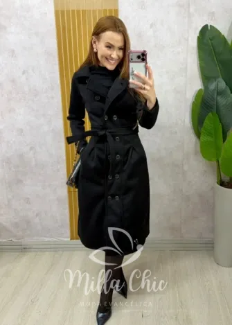 Milla Chic - Sobretudo Milão em lã batida - Preto