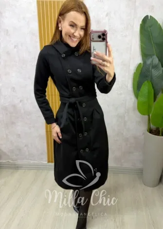 Milla Chic - Sobretudo Milão em lã batida - Preto