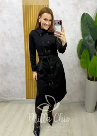 Milla Chic - Sobretudo Milão em lã batida - Preto