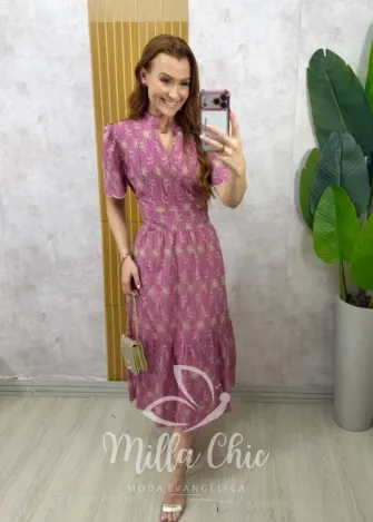 Milla Chic - Vestido Bárbara em Lesie - Rosa