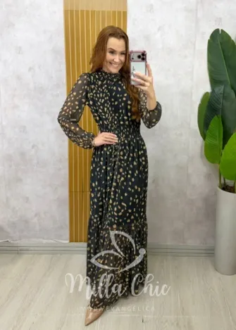 Milla Chic - Vestido Gláucia longo em tule - Azul Petróleo