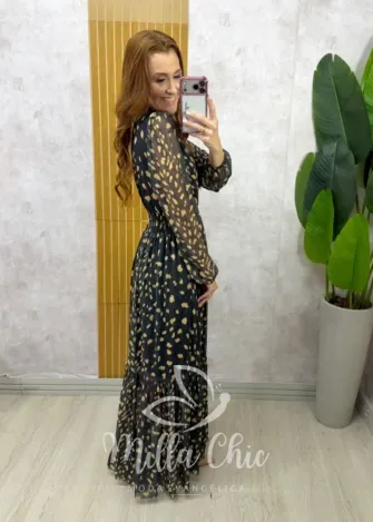 Milla Chic - Vestido Gláucia longo em tule - Azul Petróleo