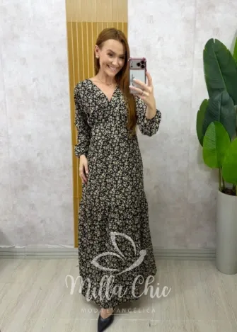 Milla Chic - Vestido Guiomar longo - Preto