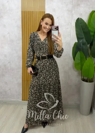 Milla Chic - Vestido Guiomar longo - Preto