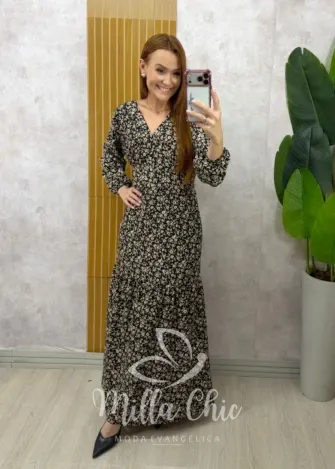 Milla Chic - Vestido Guiomar longo - Preto