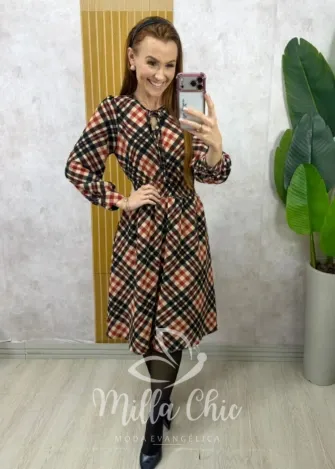 Milla Chic - Vestido Inês xadrez - Caramelo (cópia)