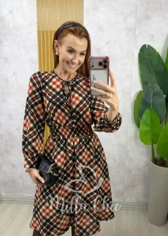 Milla Chic - Vestido Inês xadrez - Caramelo (cópia)