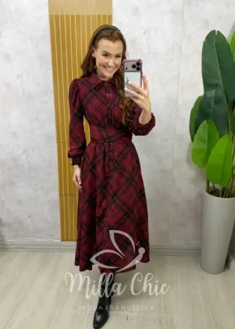 Milla Chic - Vestido Inês xadrez - Vermelho (cópia)