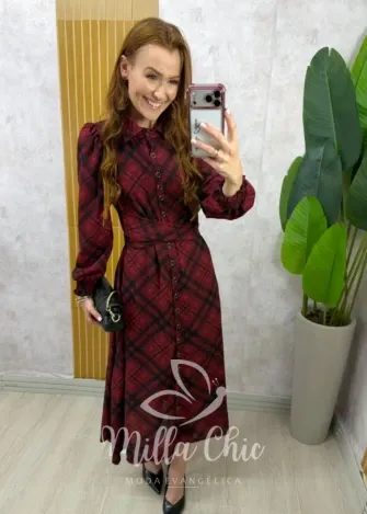 Milla Chic - Vestido Inês xadrez - Vermelho (cópia)