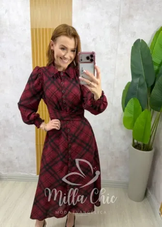 Milla Chic - Vestido Inês xadrez - Vermelho (cópia)