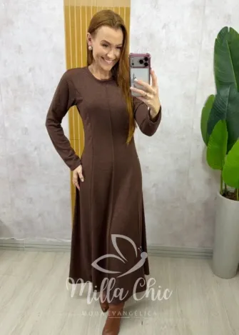 Milla Chic - Vestido Mariana em lãzinha - Marrom