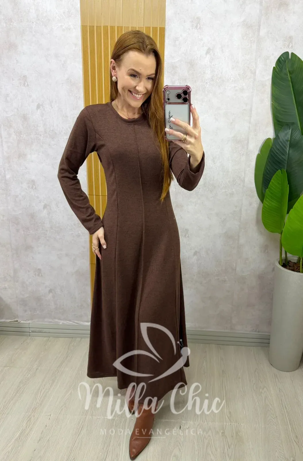 Milla Chic – Vestido Mariana em lãzinha – Marrom Milla Chic - Vestido Mariana em lãzinha - Marrom