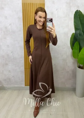 Milla Chic - Vestido Mariana em lãzinha - Marrom