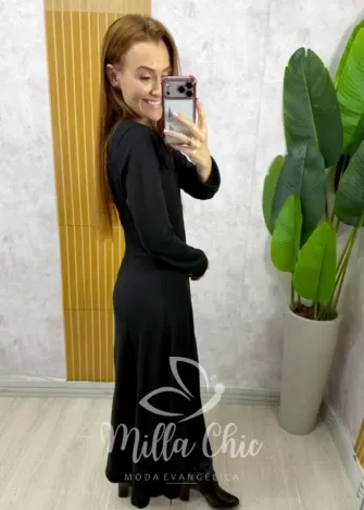 Milla Chic - Vestido Mariana em lãzinha - Preto