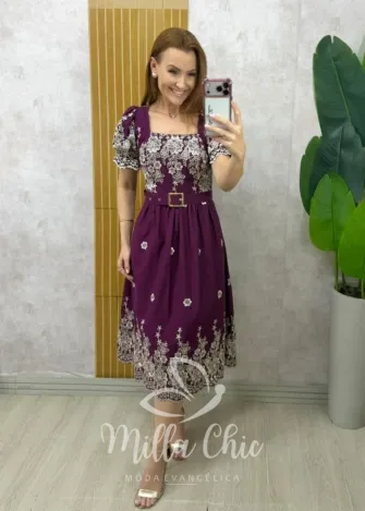 Milla Chic - Vestido Thassia Em Viscolinho - Preto (cópia)