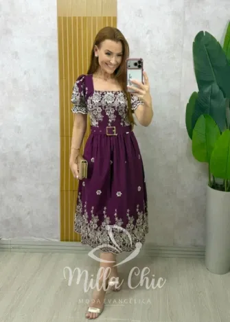Milla Chic - Vestido Thassia Em Viscolinho - Preto (cópia)