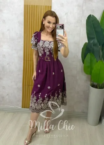 Milla Chic - Vestido Thassia Em Viscolinho - Preto (cópia)