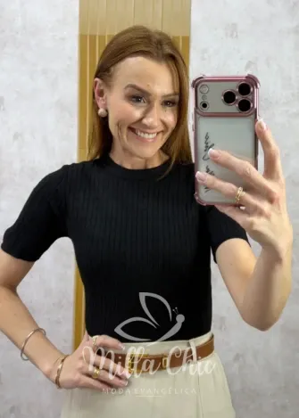 Milla Chic - Blusa Alana em Tricot modal - Preta