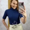 Milla Chic - Blusa cacharel Maitê em Tricot - Azul