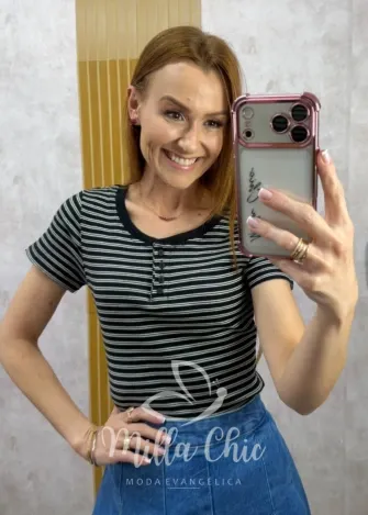 Milla Chic - Blusa cacharel Maitê em Tricot - Azul (cópia)