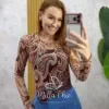 Milla Chic - Blusa Eloise em tule estampado - Bordô