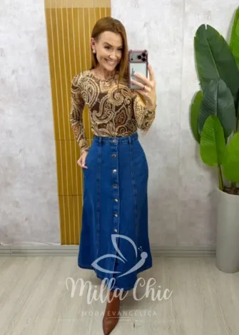Milla Chic - Blusa Eloise em tule estampado - Bordô (cópia)
