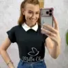 Milla Chic - Blusa Isaura em listras - Preta