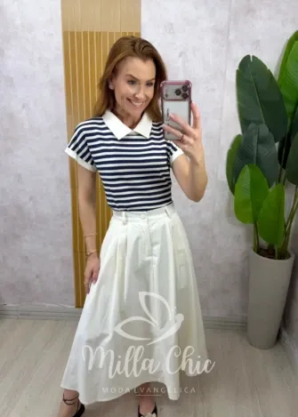 Milla Chic - Blusa Isaura em listras - Rosa (cópia)