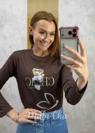 Milla Chic - Blusa Joana Teddy - Marrom