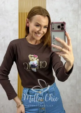 Milla Chic - Blusa Joana Teddy- Marrom (cópia)