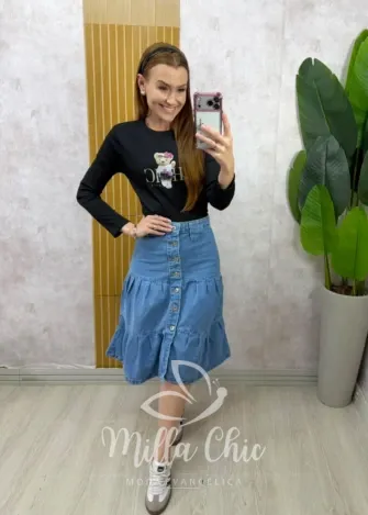 Milla Chic - Blusa Joana Teddy - Preta