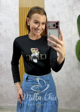 Milla Chic - Blusa Joana Teddy - Preta