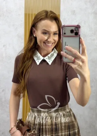 Milla Chic - Blusa Livia em Tricot bordada - Preta (cópia)