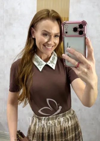Milla Chic - Blusa Livia em Tricot bordada - Preta (cópia)