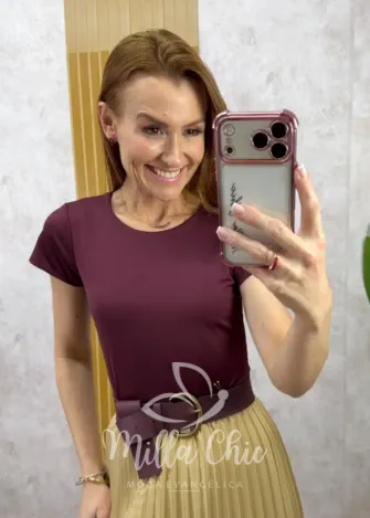 Milla Chic - Blusa Luma em fluity - Bordô